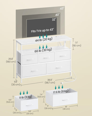 SONGMICS Bellah dresser assembly with labeled parts and tool included