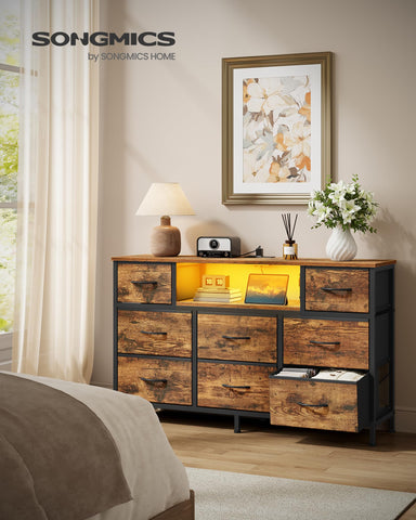 Songmics Bellah dresser built-in charging station keeps devices ready