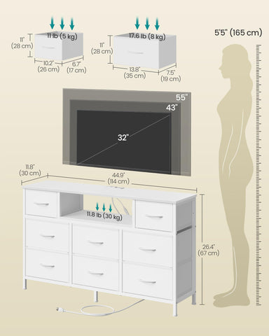 Songmics Bellah dresser in cloud white finish brightening the room