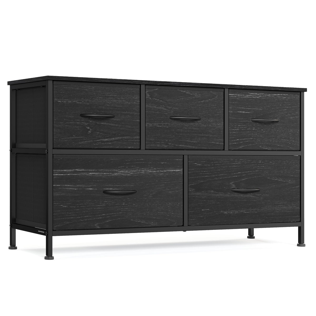 Songmics Bellah dresser front view in ebony black finish for organized bedrooms.