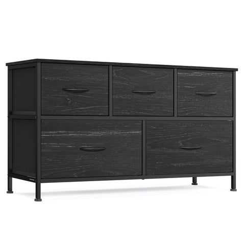 Songmics Bellah dresser front view in ebony black finish for organized bedrooms.