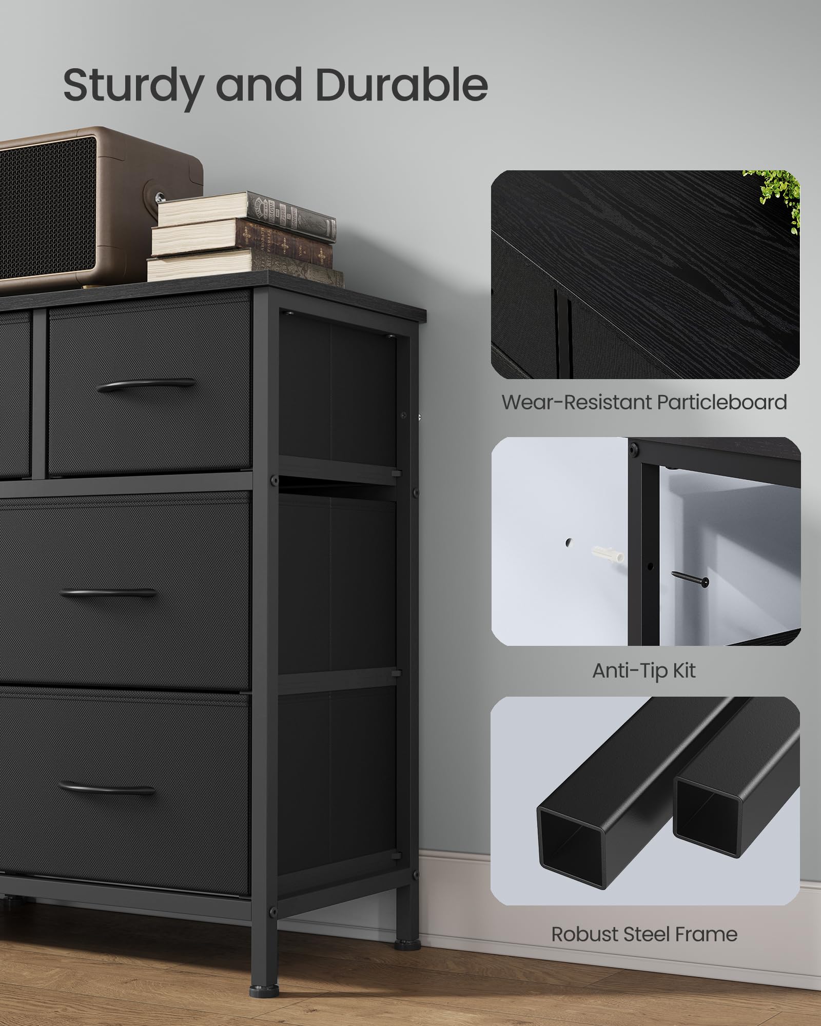 Songmics BELLAH dresser in ink black color for modern interiors