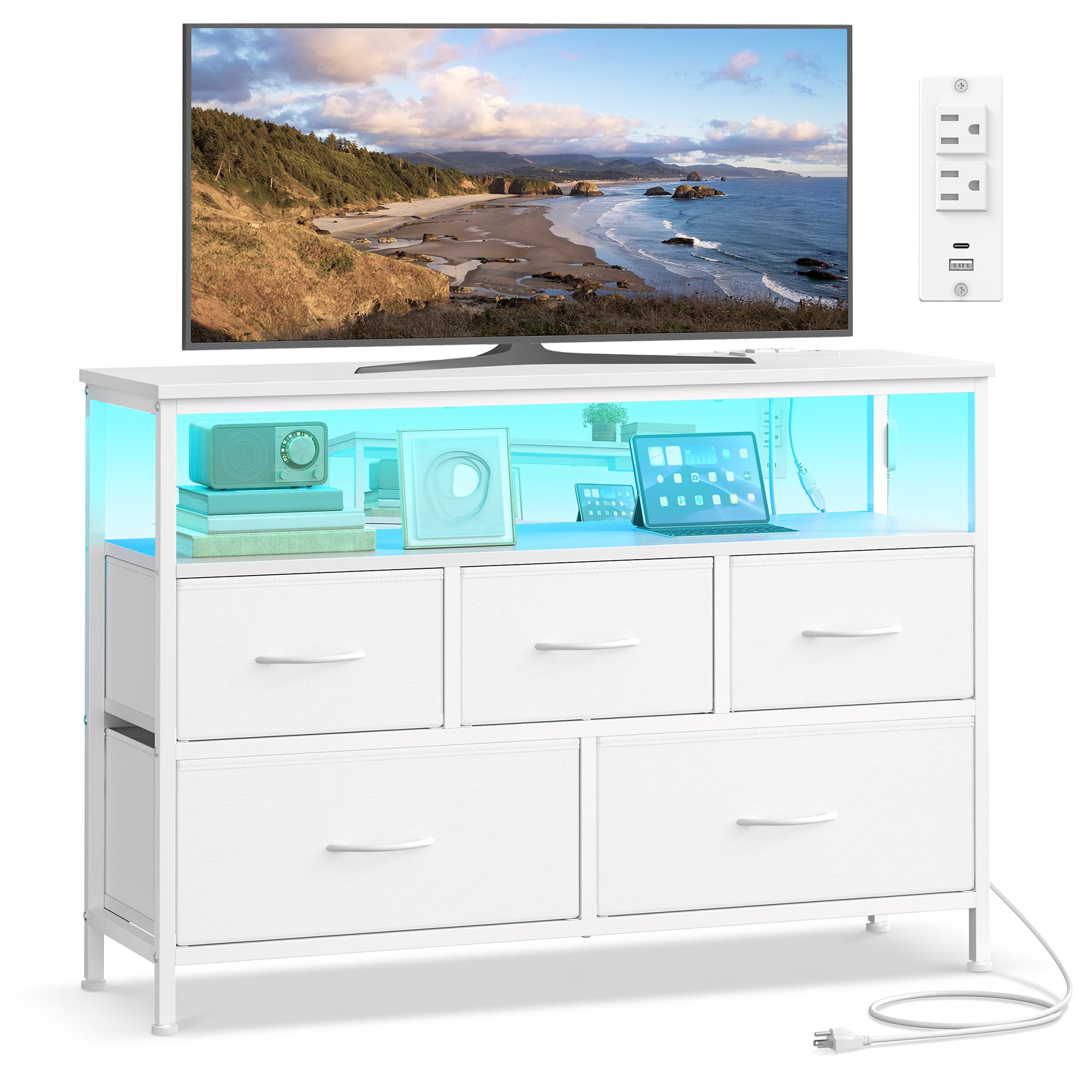 SONGMICS Bellah dresser with LED lights for customizable mood lighting