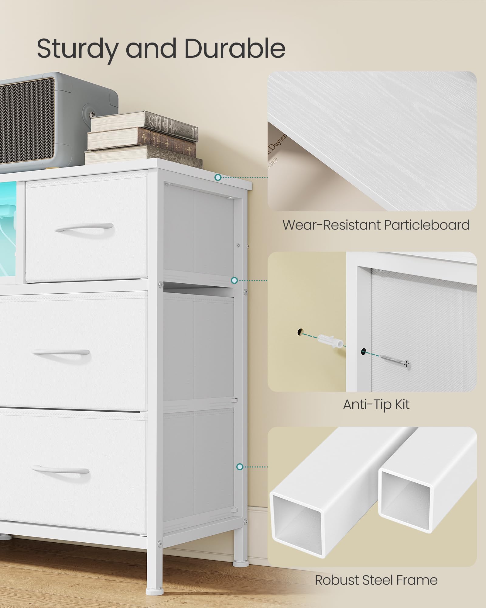 Songmics Bellah dresser open shelf for decor and organization