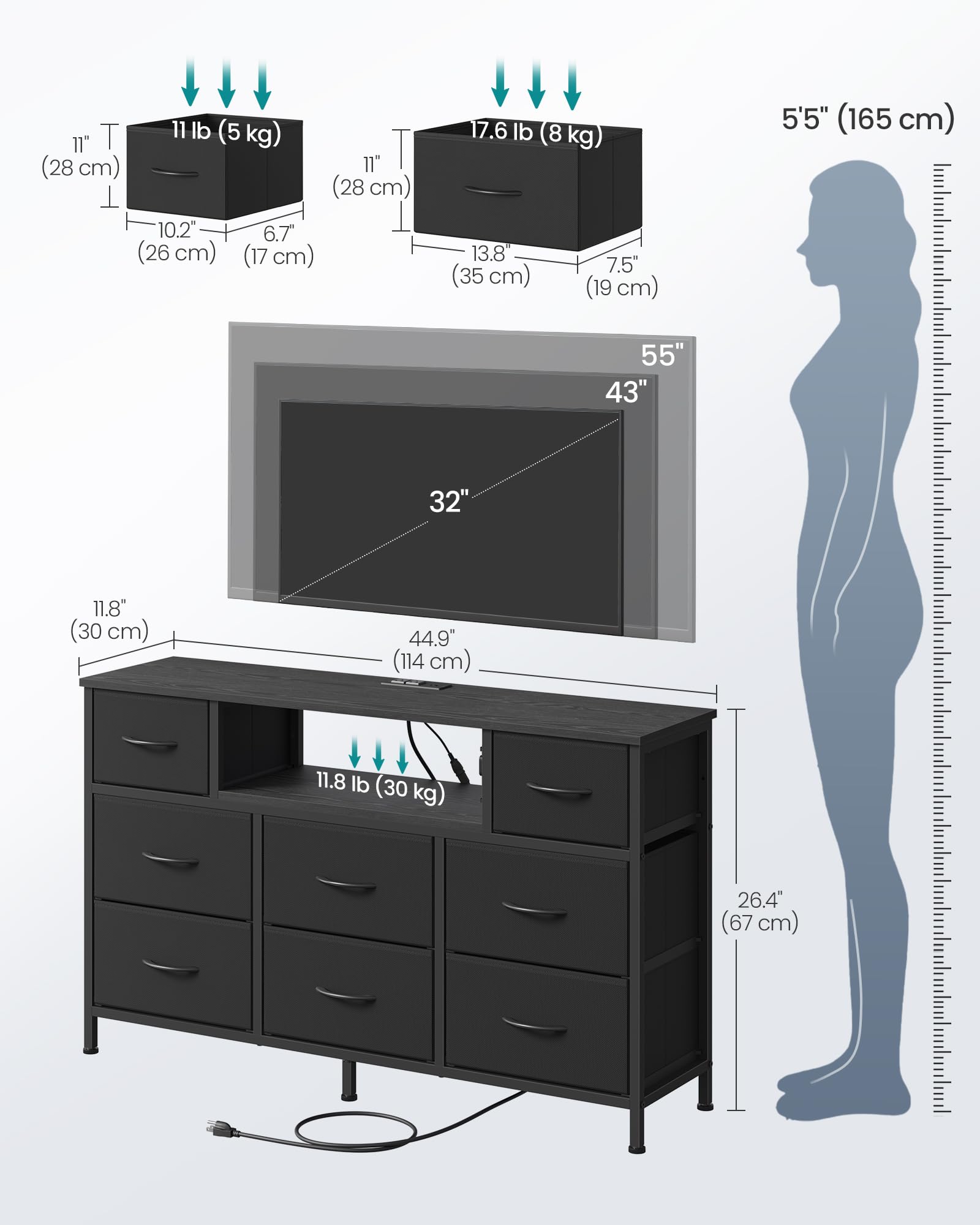 SONGMICS BELLAH dresser top lighting highlights decor and workspace