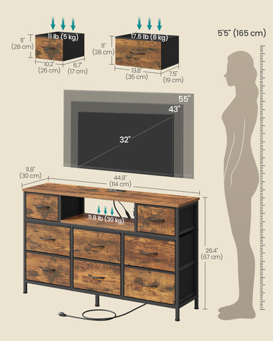 Songmics Bellah dresser top surface fits lamp or decor