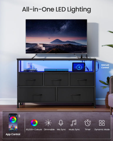 SONGMICS BELLAH dresser doubles as a TV stand with organized media storage