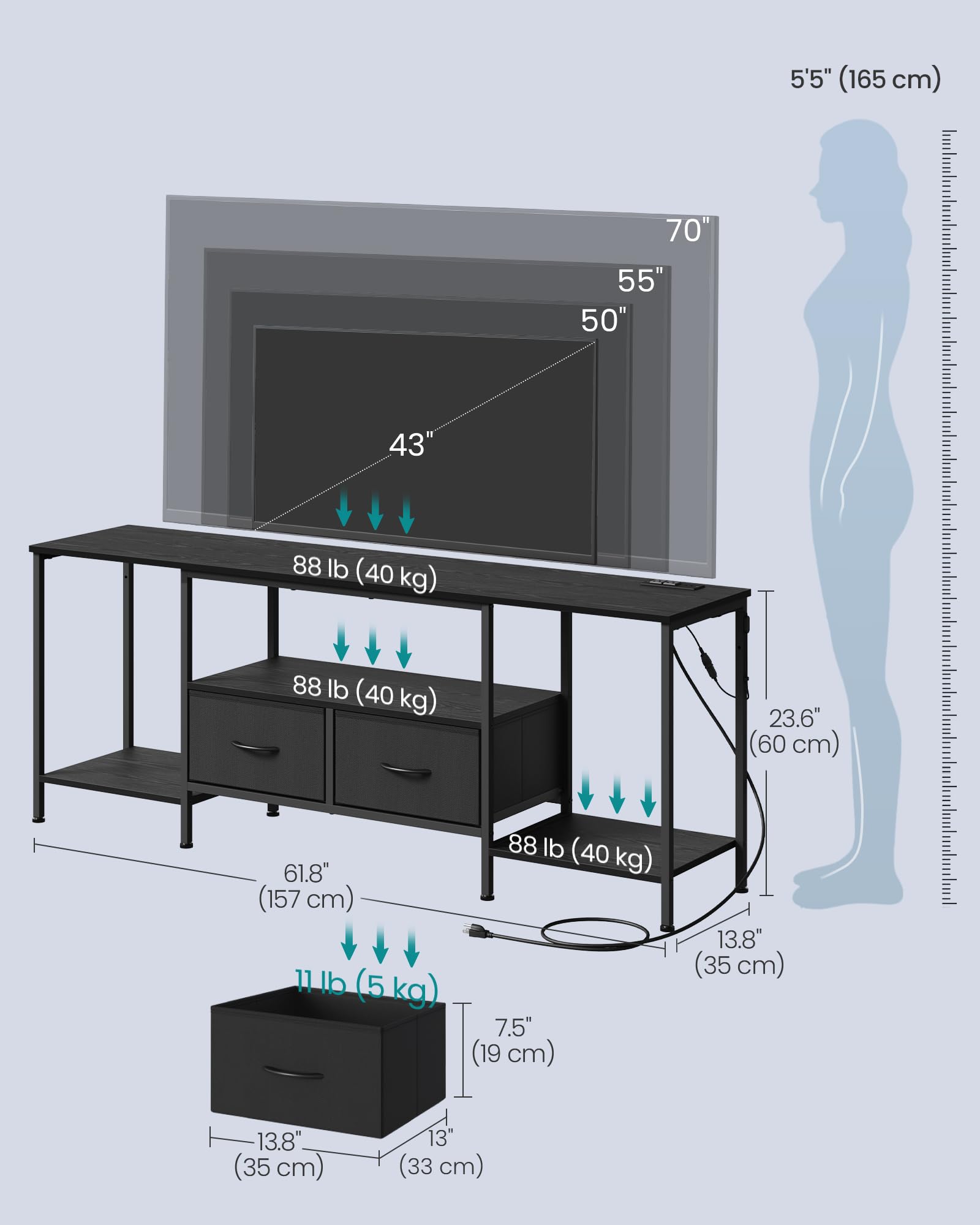 SONGMICS BELLAH easy assembly TV stand ships with clear instructions