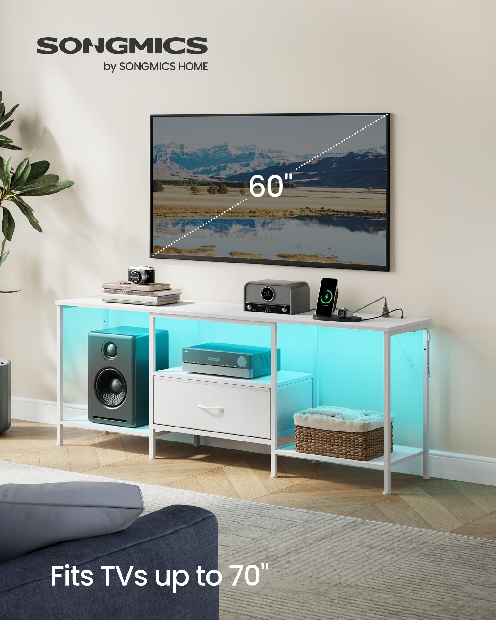SONGMICS BELLAH LED ambient light strip enhances mood for movie nights.