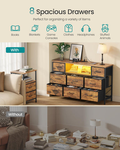 Songmics Bellah dresser LED color control adds customizable mood lighting