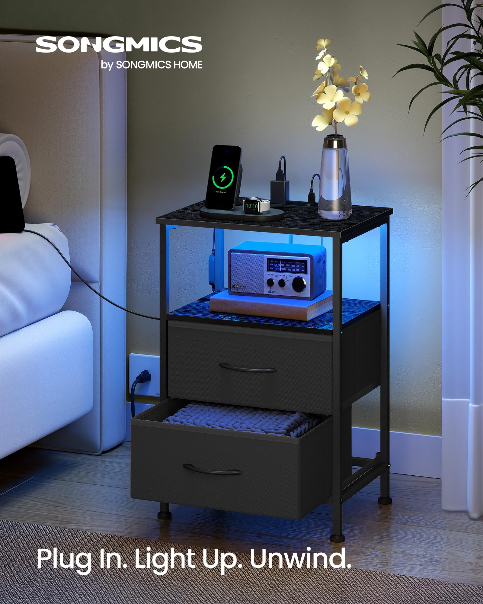 Songmics Bellah LED lights app-controlled for customizable mood and brightness.