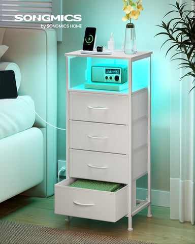 SONGMICS Bellah LED lights are app-controlled for customizable mood by nightstand.