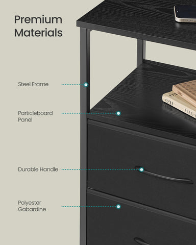 Songmics Bellah nightstand fits modern bedrooms with sleek design.