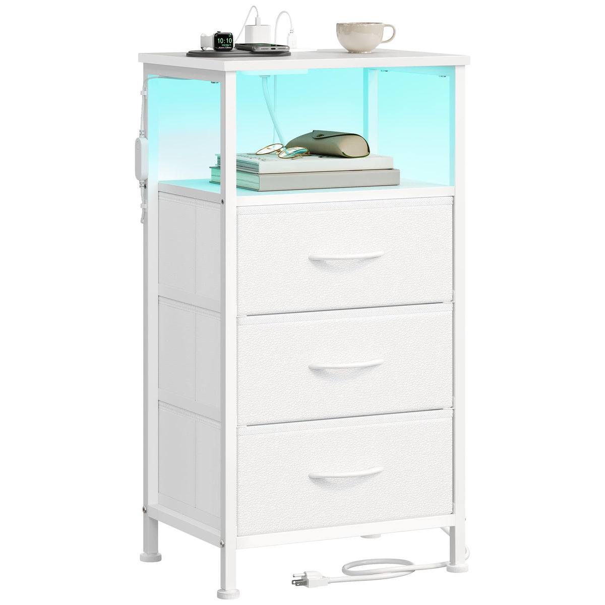 Songmics Bellah nightstand with charging station for easy bedside charging