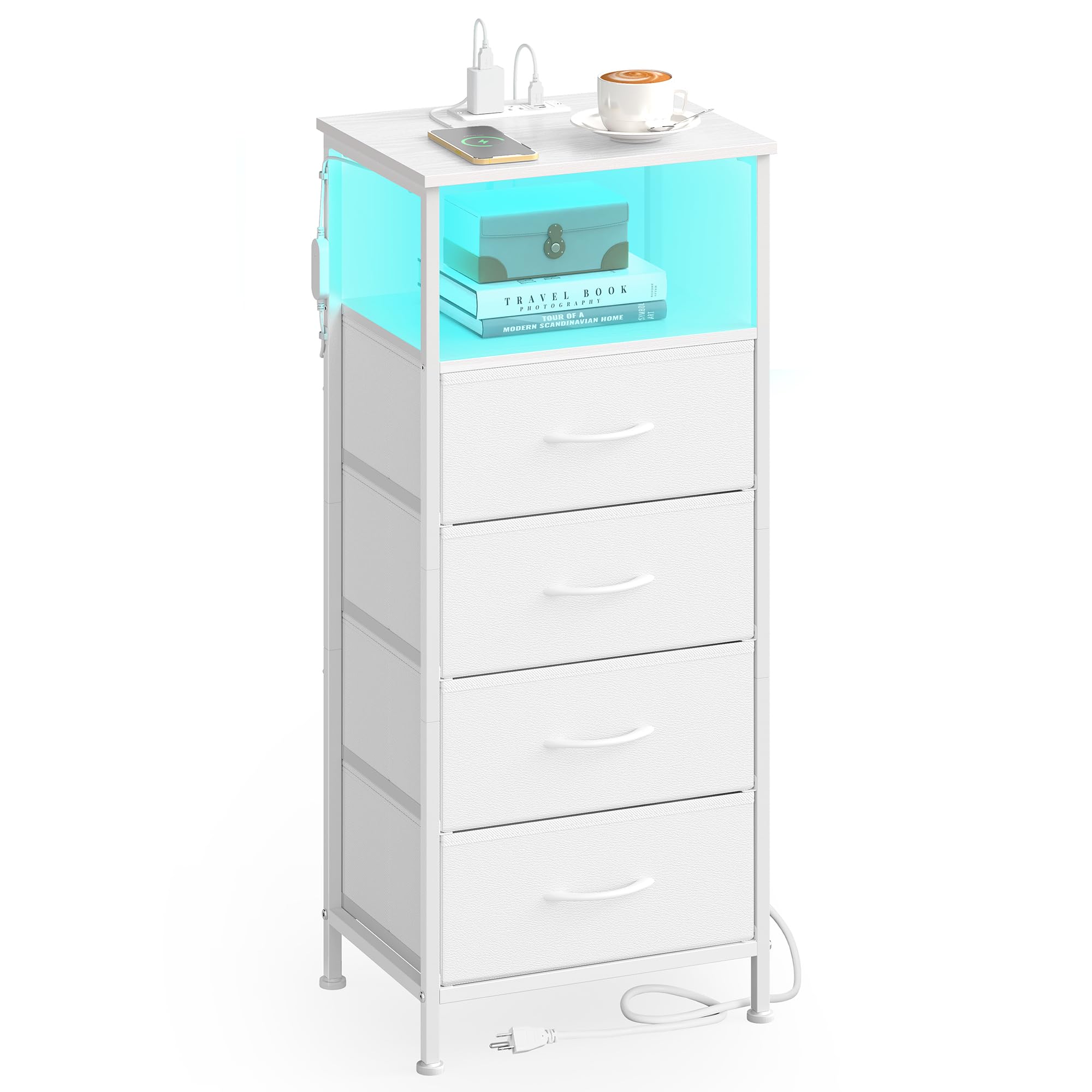 SONGMICS Bellah nightstand with charging station keeps devices powered by the bedside.