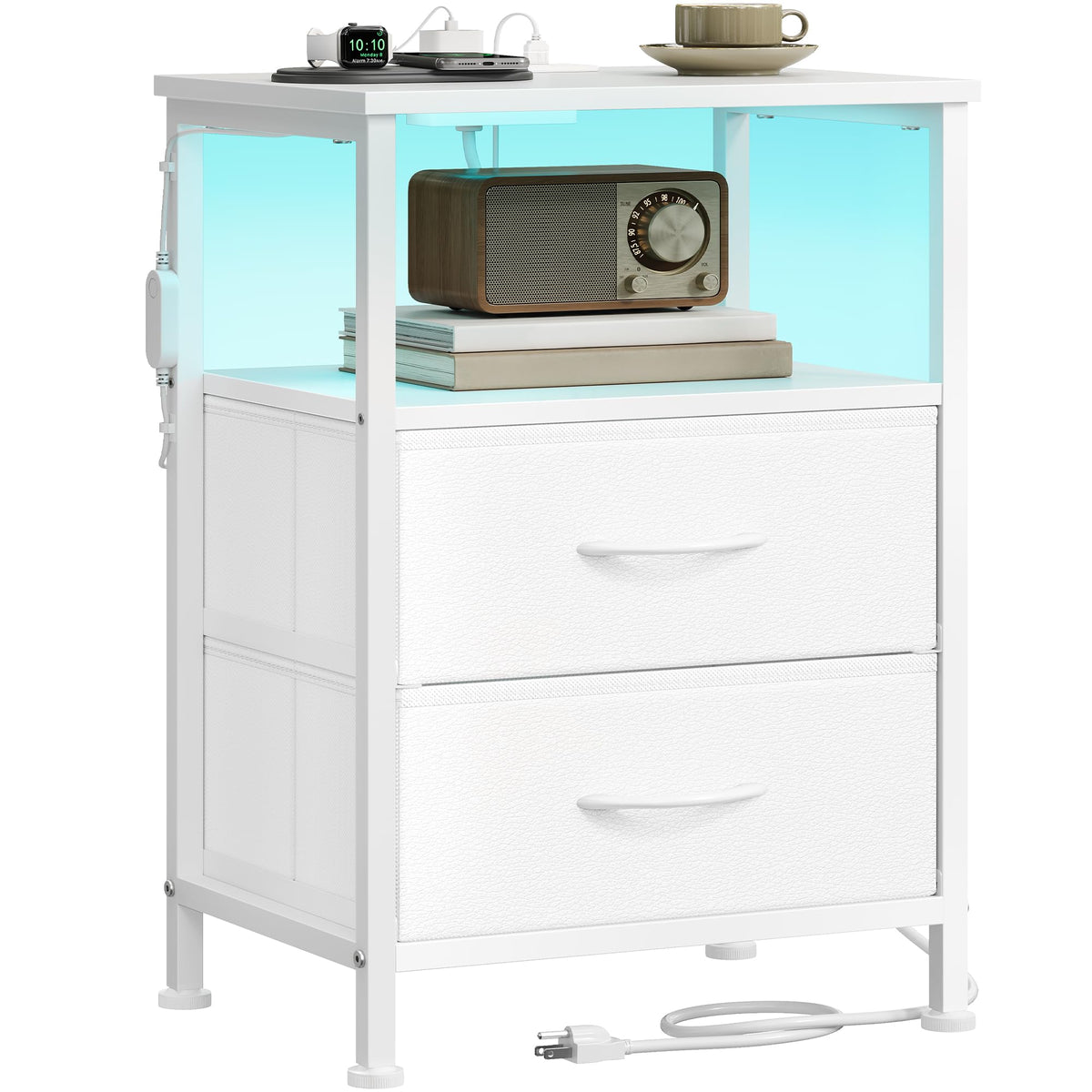 SONGMICS Bellah nightstand with charging station keeps devices powered and within reach