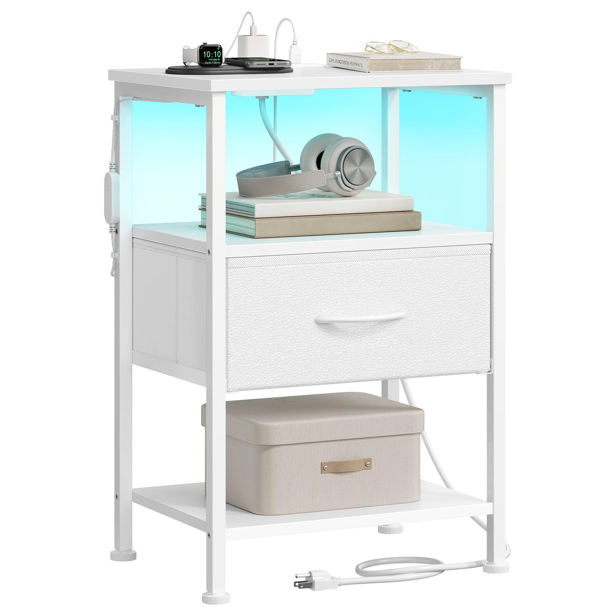 Songmics BELLAH nightstand with charging station keeps devices powered at bedside