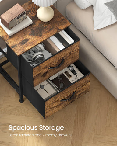Close-up of steel frame on SONGMICS Bellah nightstand highlighting durability