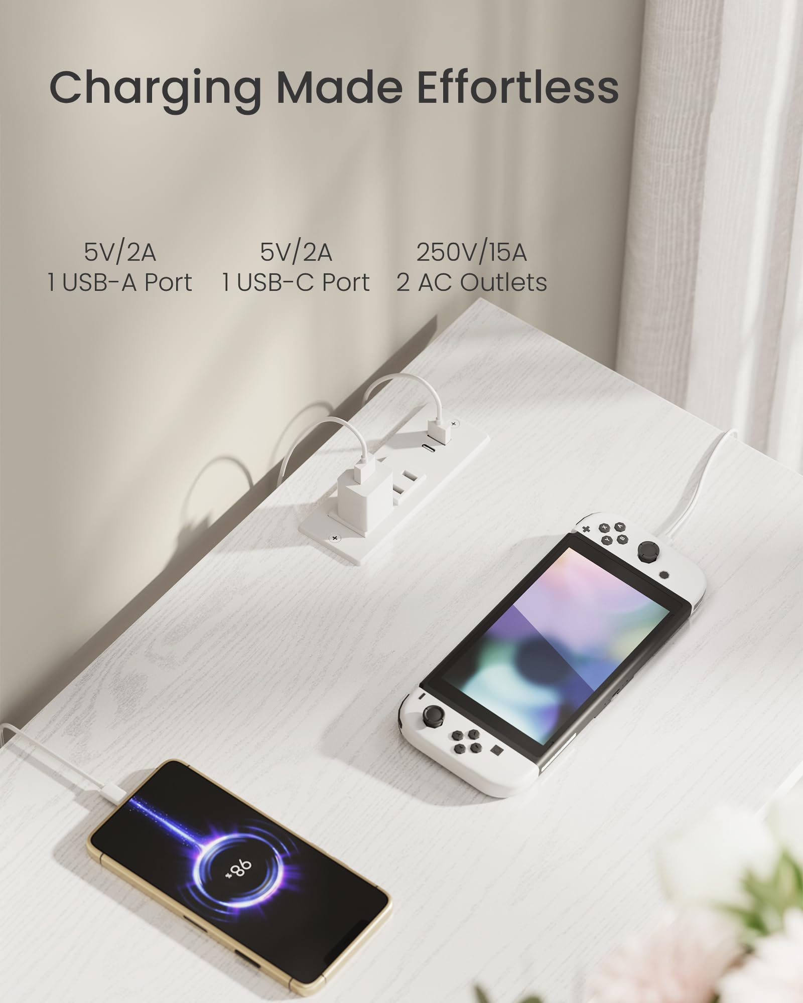 SONGMICS BELLAH open shelves display media players and consoles neatly.