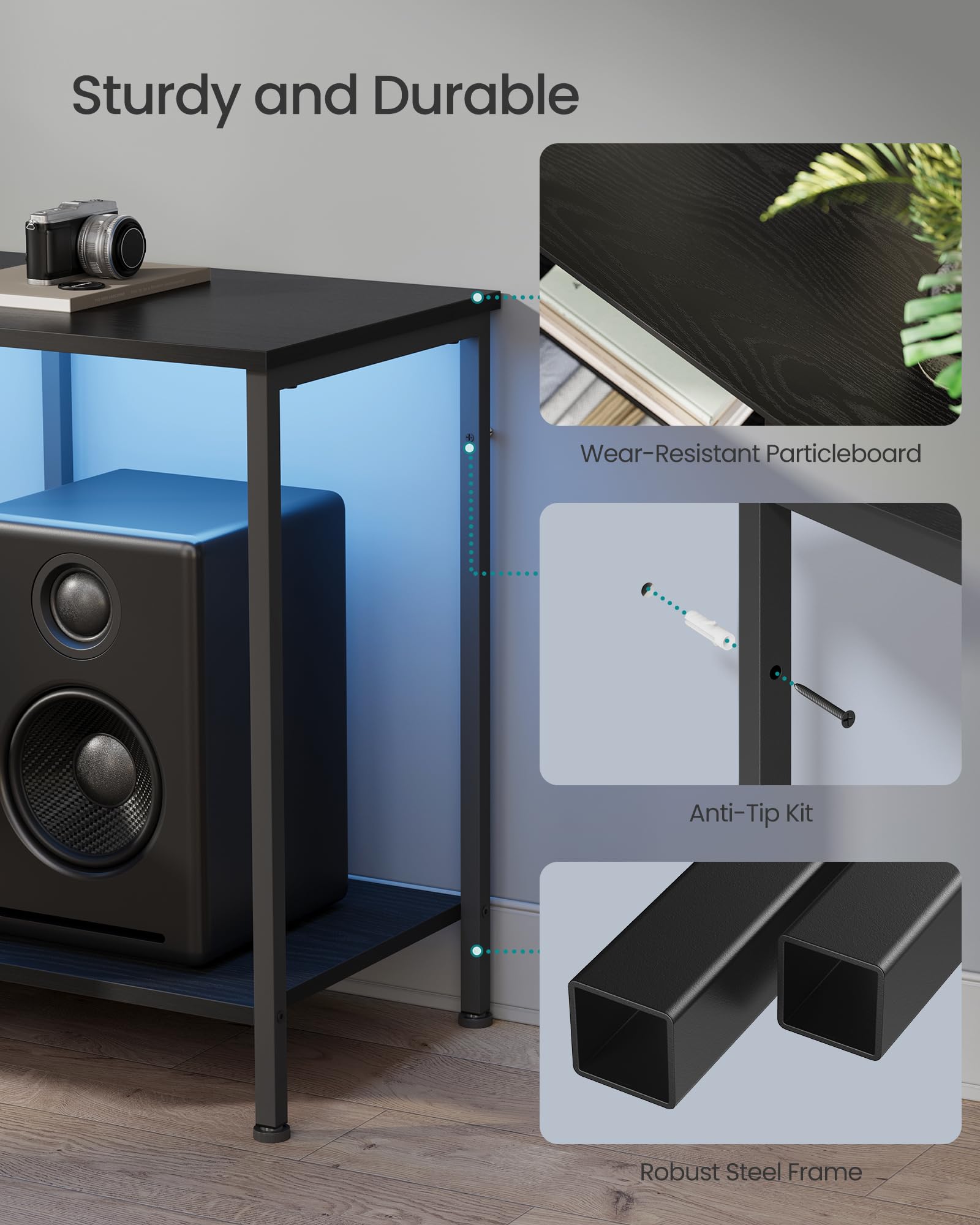 SONGMICS BELLAH open shelves and drawer keep devices organized and accessible