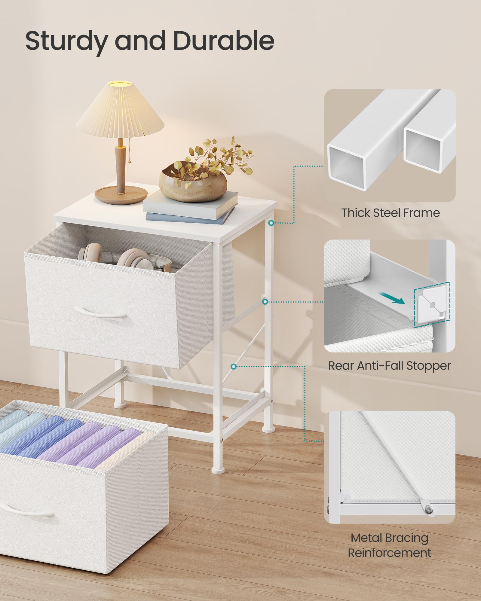 Songmics Bellah paired nightstands fit small bedrooms.