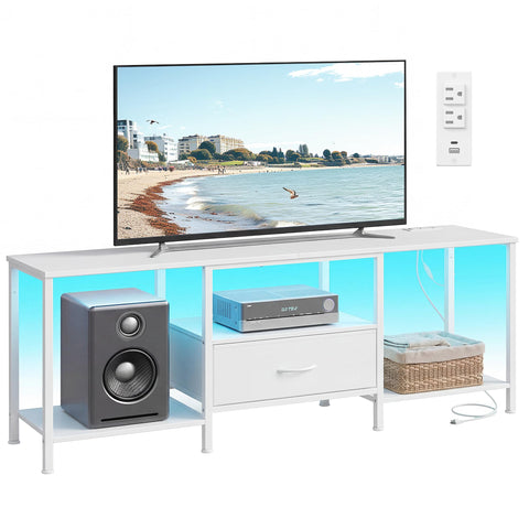 SONGMICS BELLAH TV stand 70-inch overview showing sleek steel frame and integrated storage.