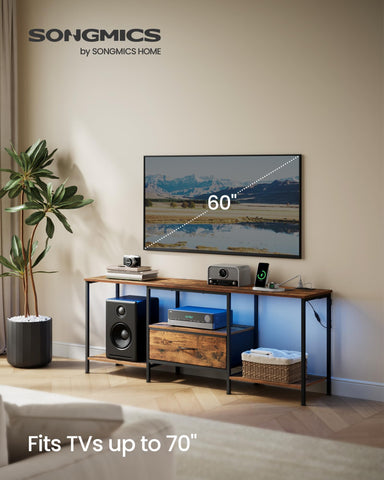SONGMICS BELLAH TV stand side view ideal for compact living spaces