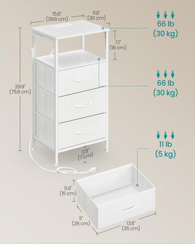 Songmics Bellah charging outlets and USB ports for devices