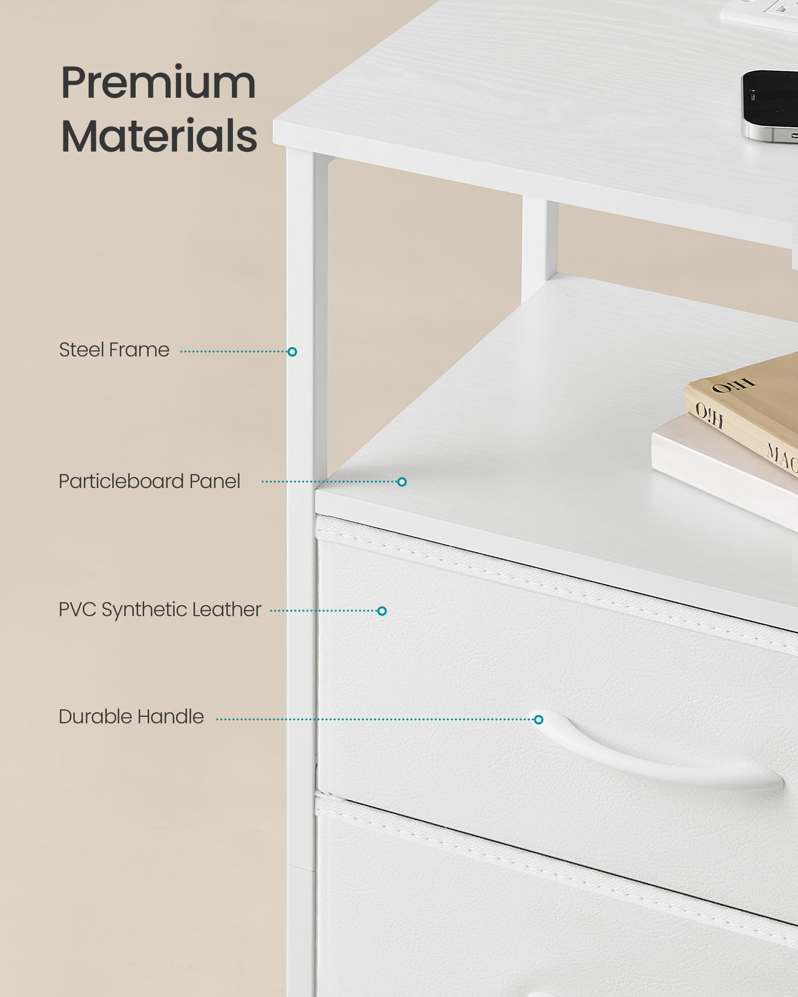 Songmics Bellah white finish that matches bedroom decor
