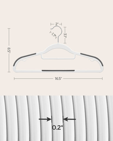 Bottom bar holds pants and scarves for neat storage.