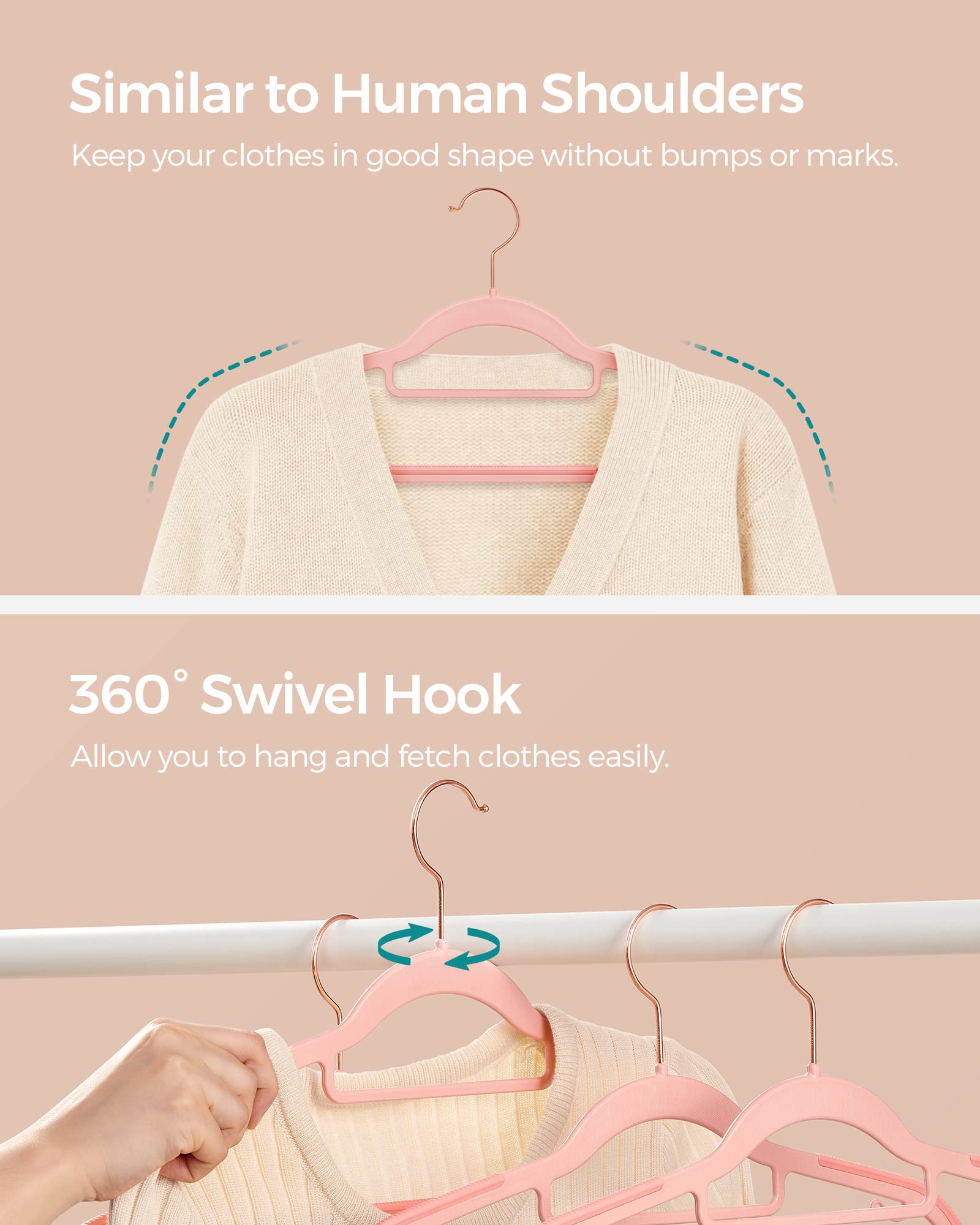SONGMICS bottom bar accommodates pants or scarves with ease.