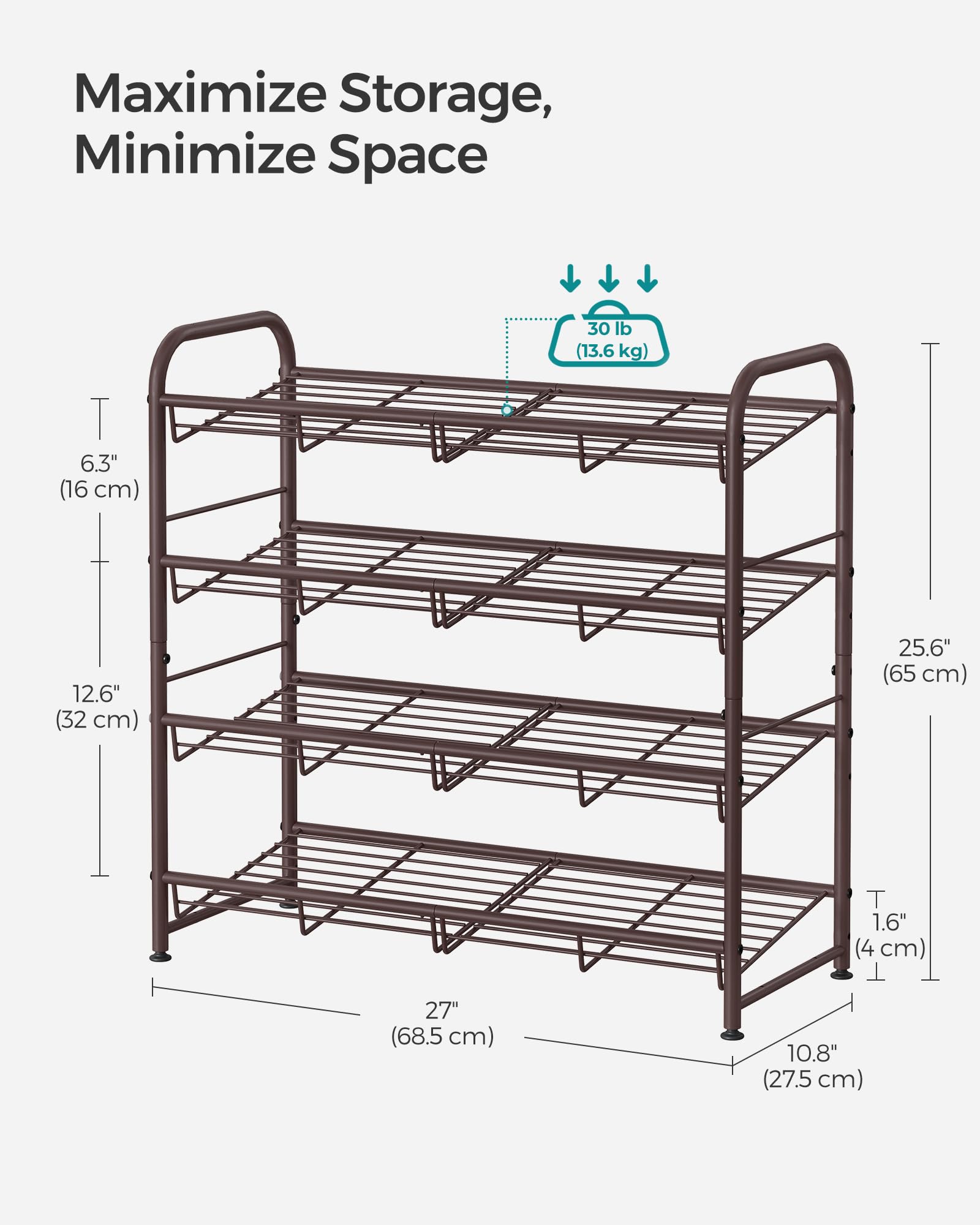 SONGMICS bottom storage provides extra capacity for footwear.