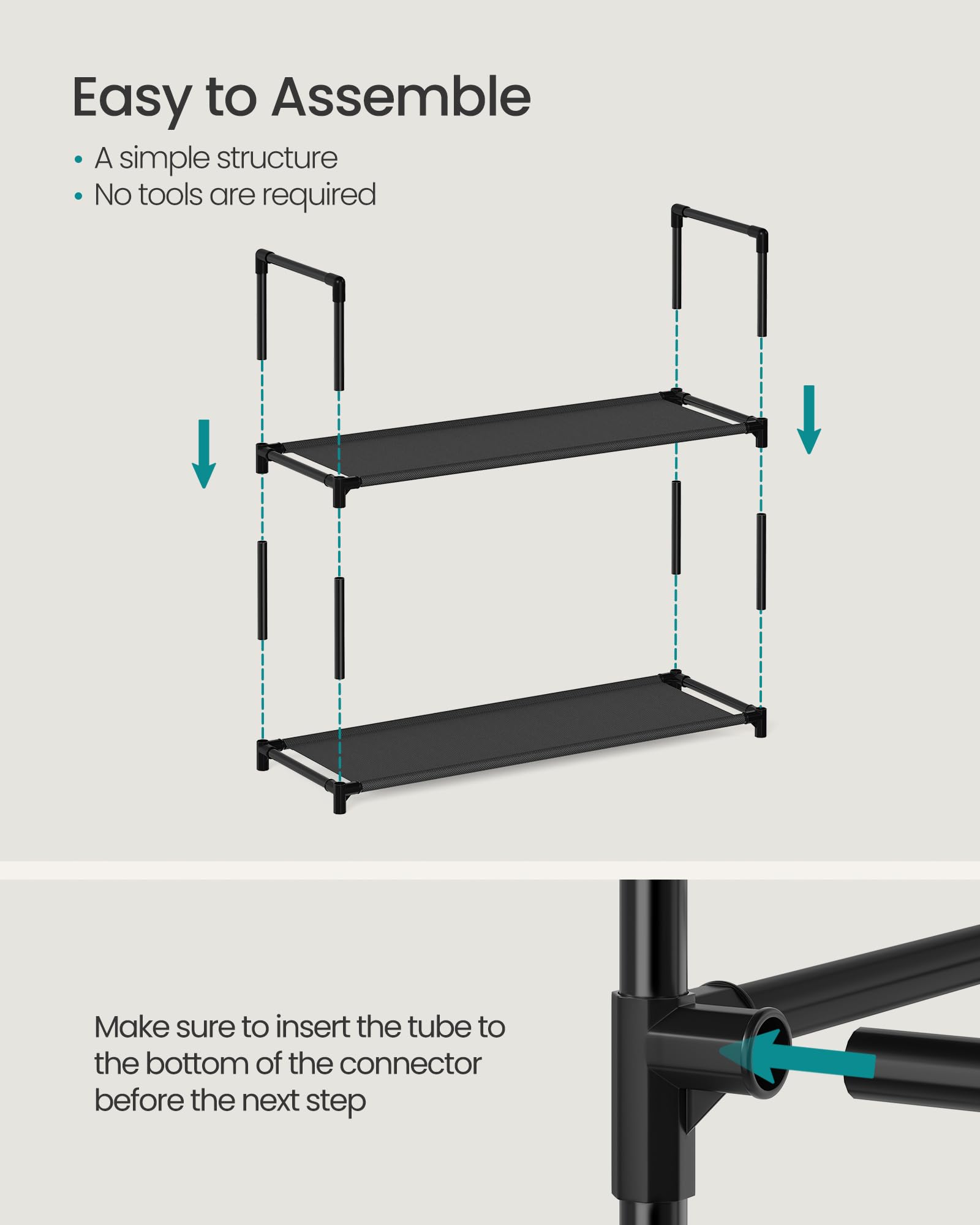 Songmics closet-organization view demonstrates versatile storage for clothing and bags.