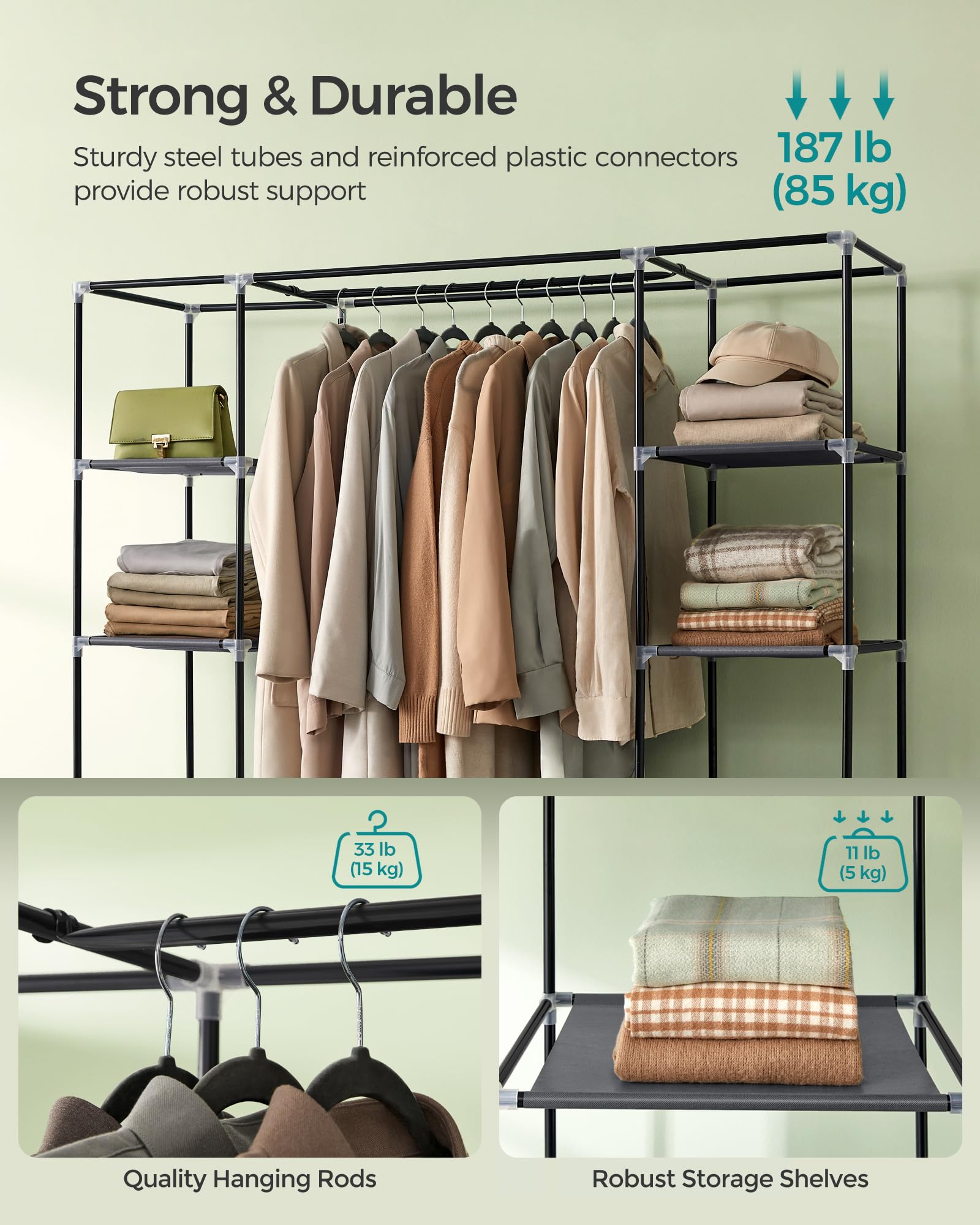 SONGMICS closet wardrobe 12 shelves maximize apparel storage.