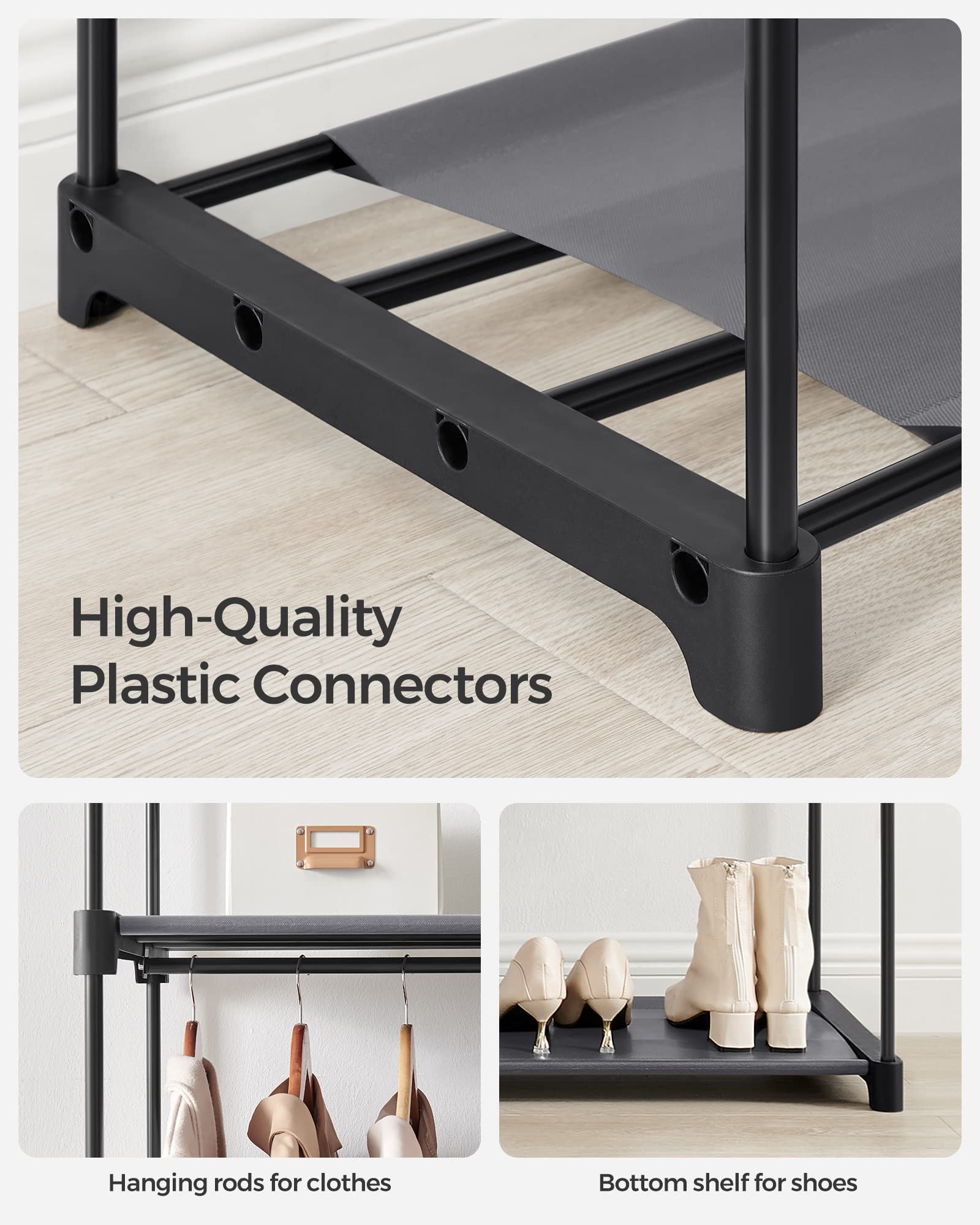 SONGMICS Closet Wardrobe adjustable shelves adapt to bags, shoes, clothes.