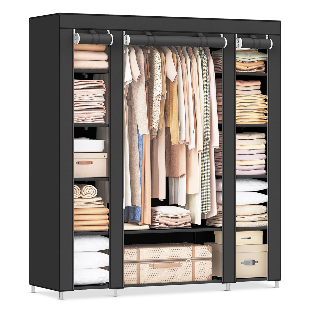 SONGMICS closet wardrobe with dust cover protects clothes from dust