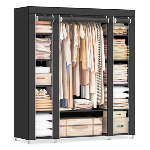 SONGMICS closet wardrobe with dust cover protects clothes from dust