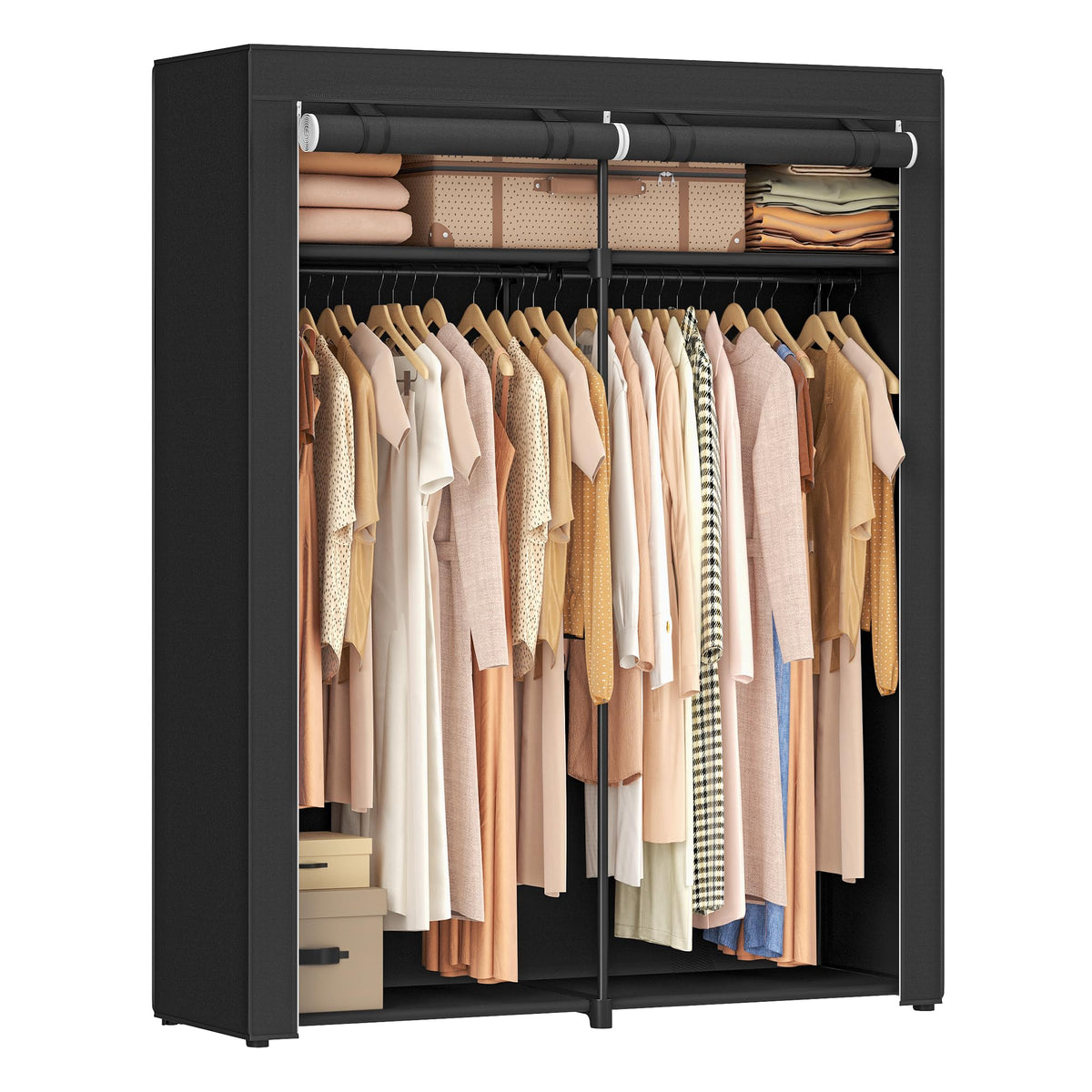 SONGMICS Closet Wardrobe full view shows ample hanging space and integrated storage