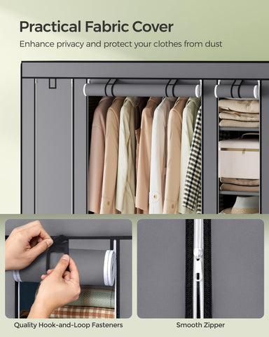 SONGMICS closet wardrobe metal tubes provide sturdy framing.