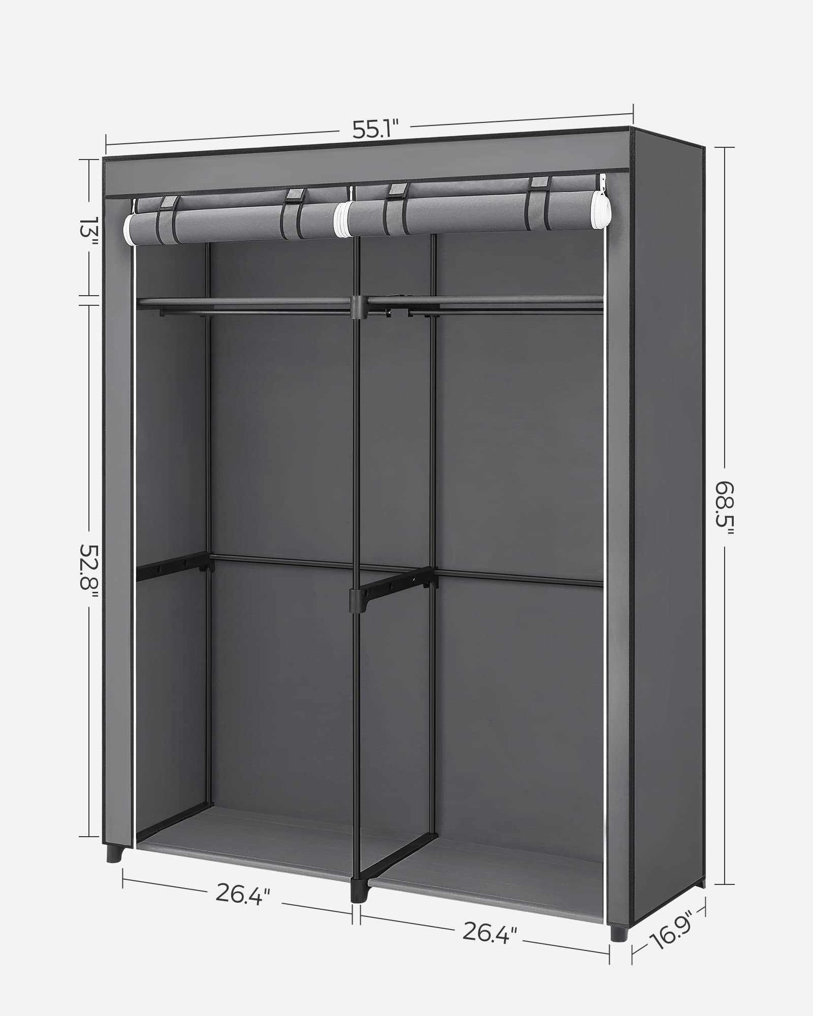 SONGMICS Closet Wardrobe nonwoven fabric keeps garments clean and breathable.