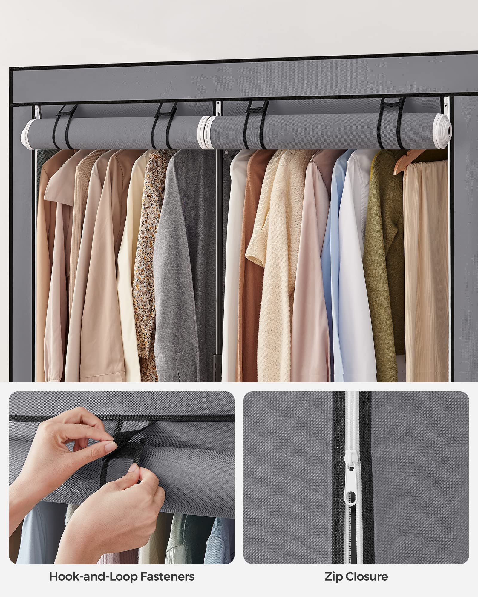 SONGMICS Closet Wardrobe ideal for small apartments with neat storage.