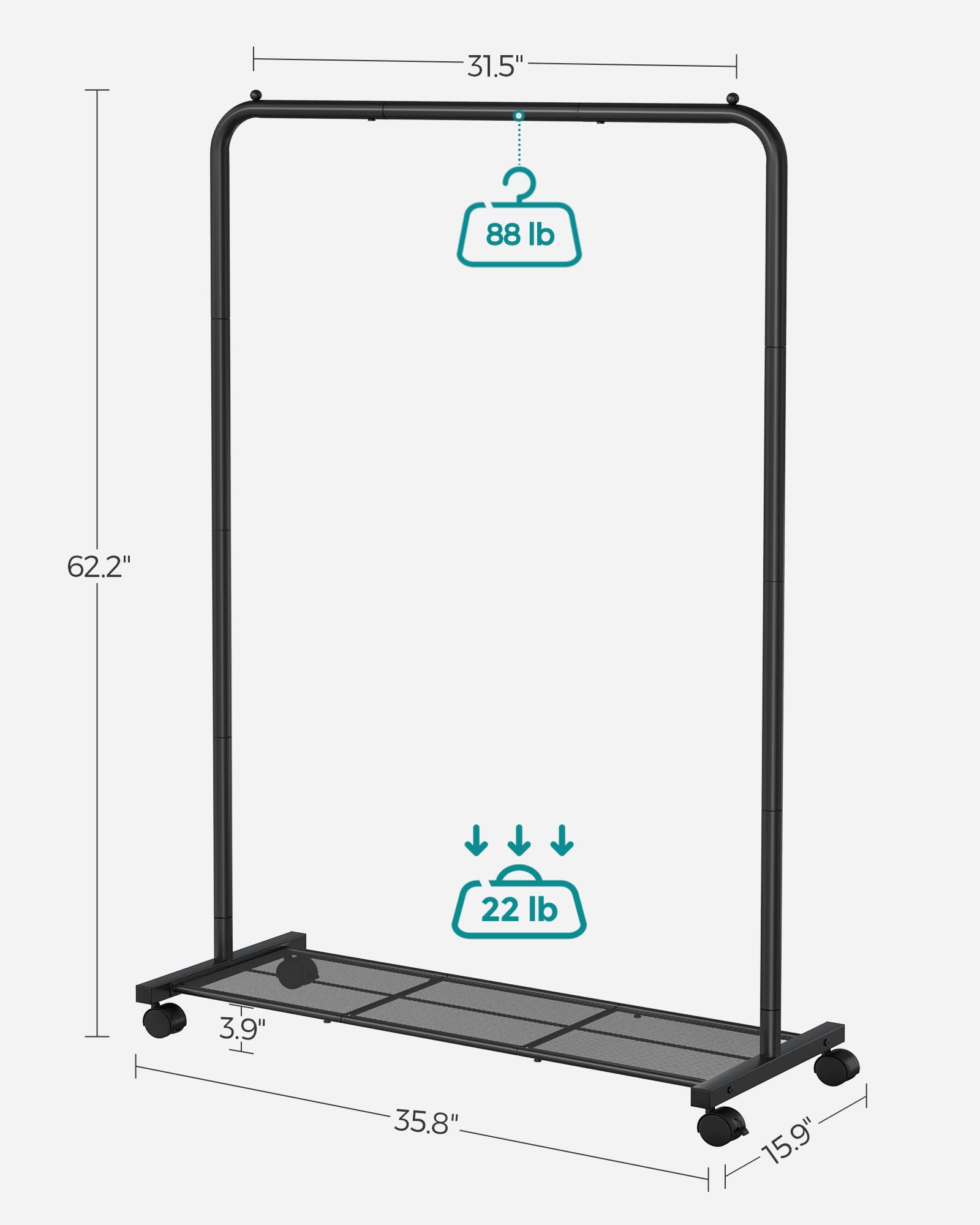 SONGMICS assembly-ready rack with labeled parts speeds up setup in small rooms.