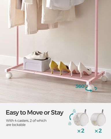 Generous hanging space on Songmics rack fits up to 40 shirts