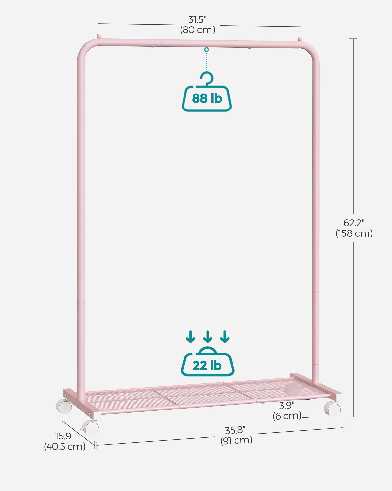 Pink finish on Songmics rack adds a contemporary touch to your space