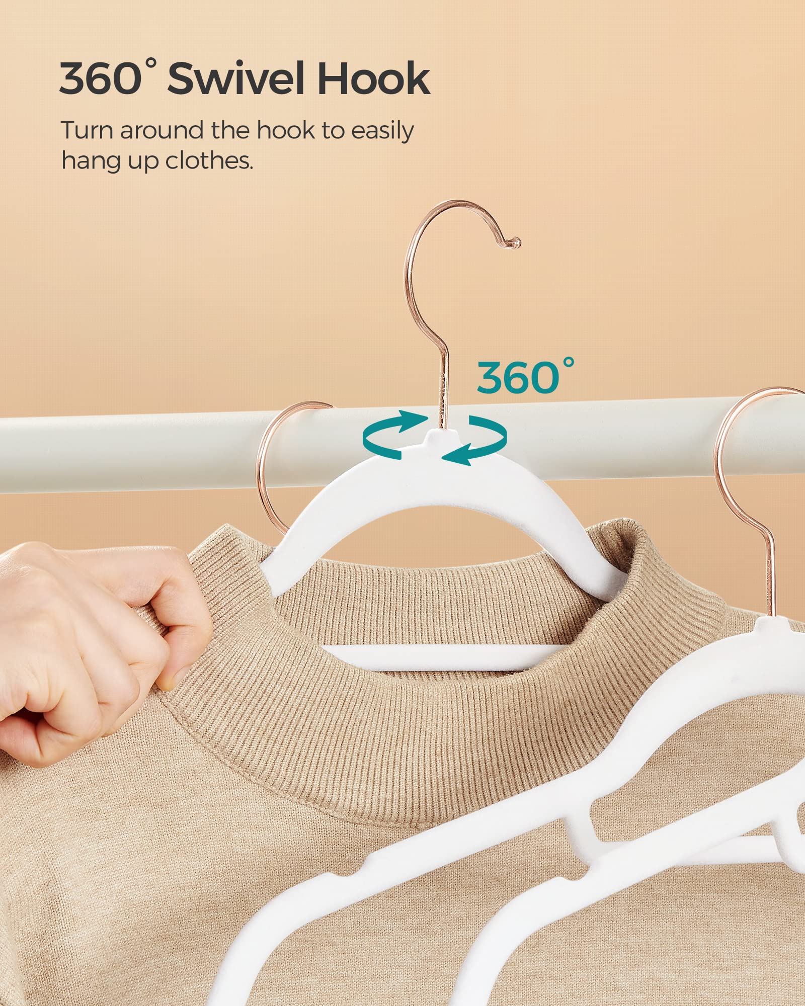 Versatile hanger for coats, dresses, and shirts.