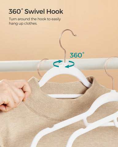 Versatile hanger for coats, dresses, and shirts.