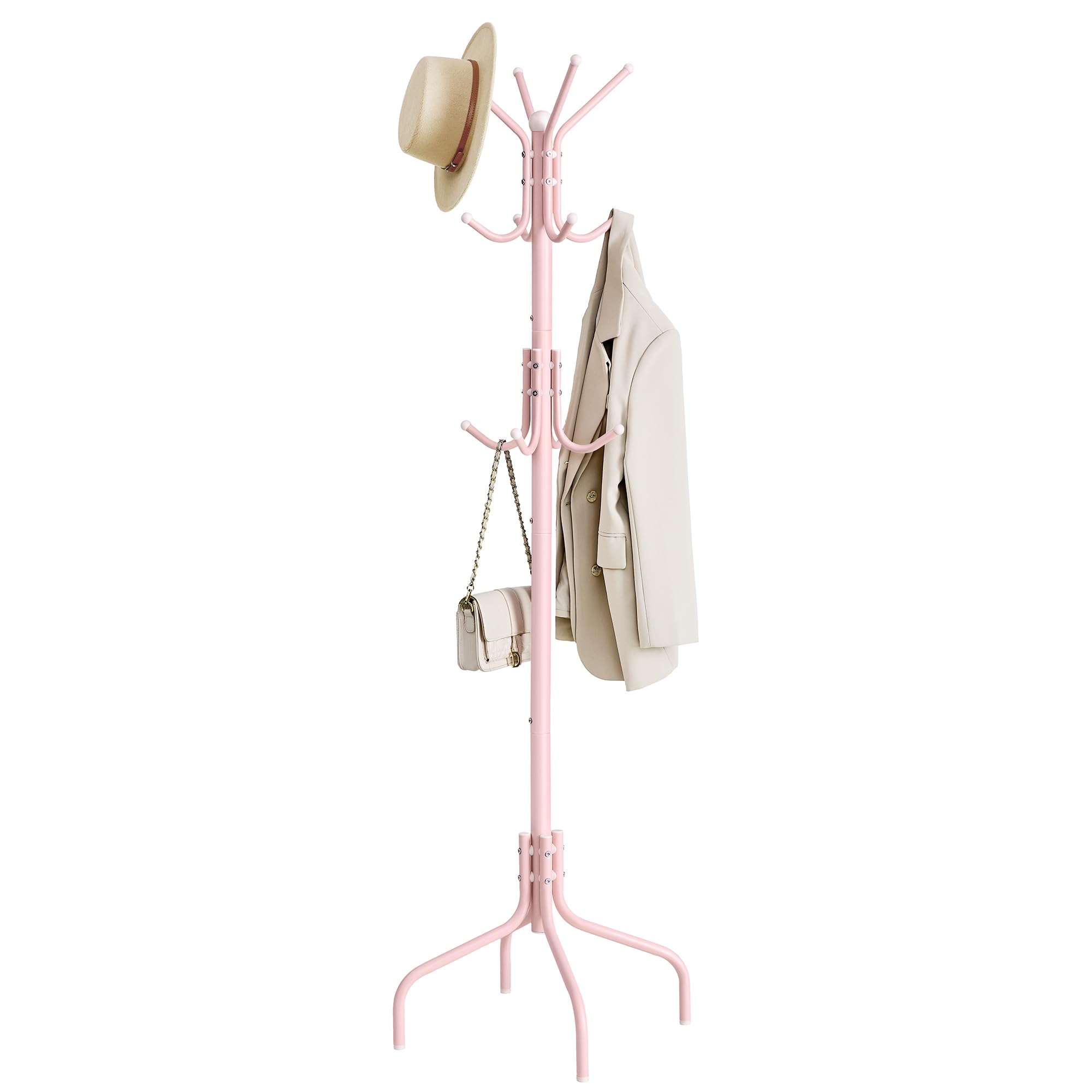 SONGMICS coat rack with 12 hooks, stable freestanding design for entryways.