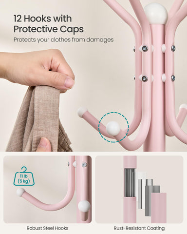 SONGMICS protective knobs prevent snagging fabrics on hooks.