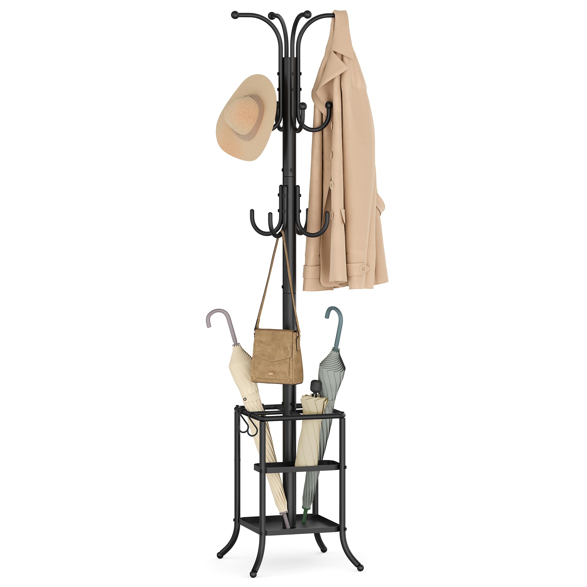 SONGMICS coat rack with umbrella holder keeps entryways organized and dry floors.
