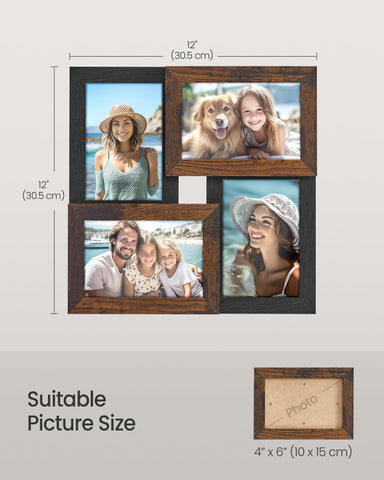 SONGMICS collage frame with crystal-clear glass and safe edges.
